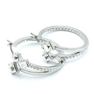 KARL LAGERFELD in & out rhinestone hoop earrings - NEW 1" silver-tone crystal